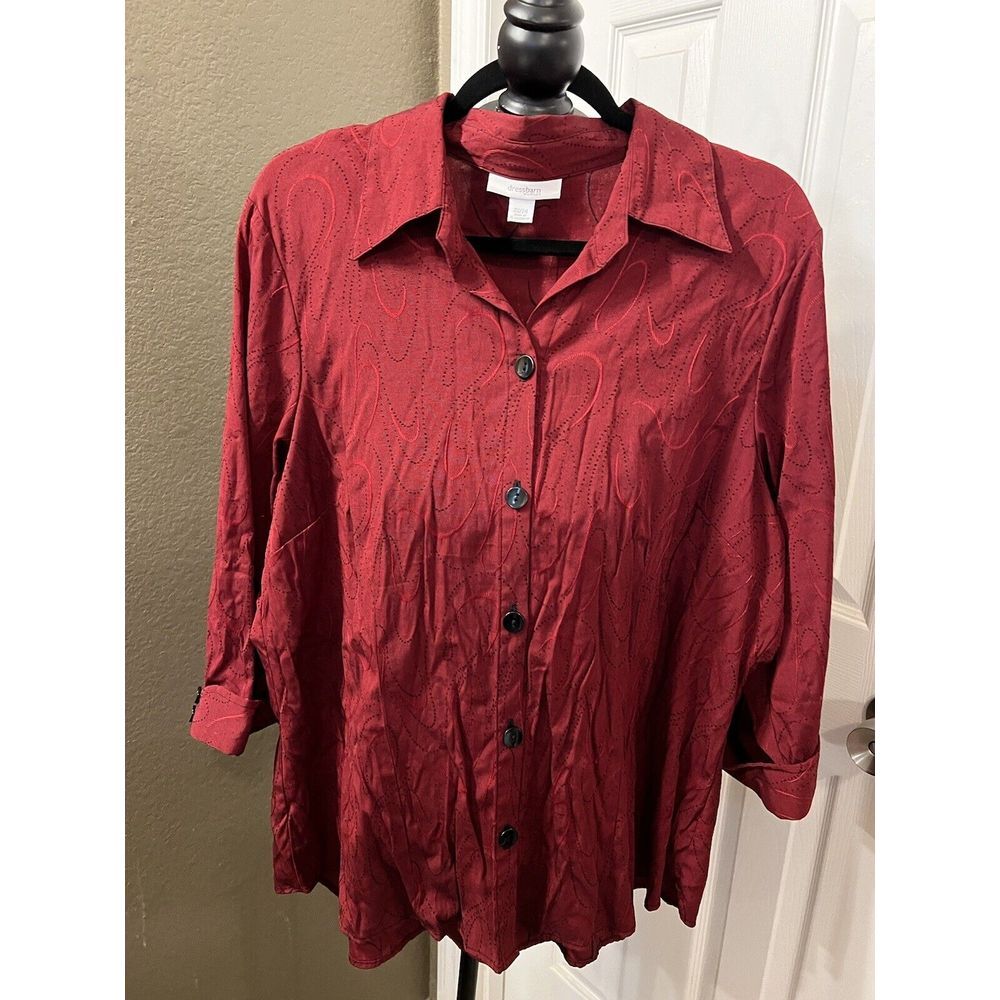 Dressbarn Plus Size 2X  Jaquard Print Blouse With Attached‎ Tank
